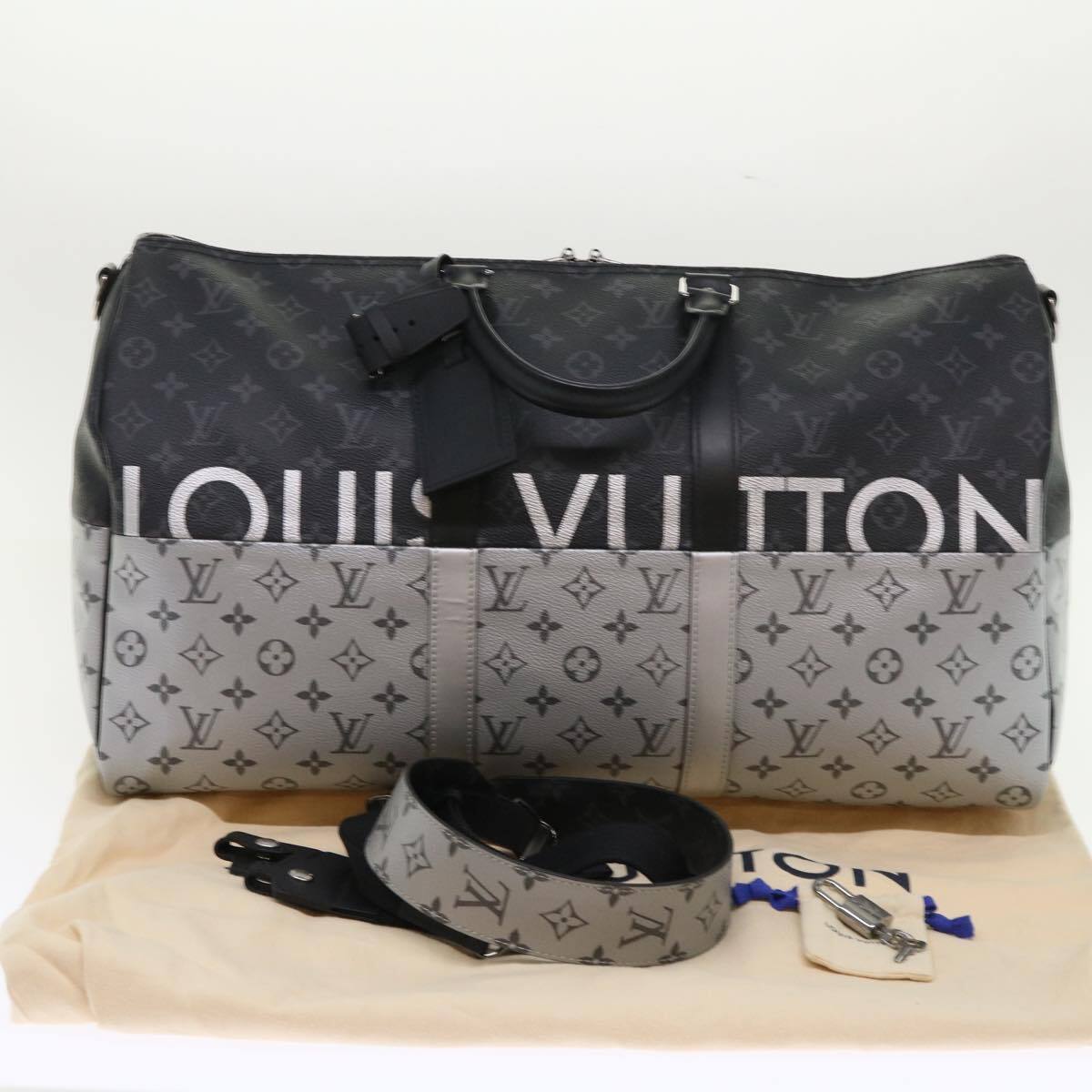Louis Vuitton Keepall Bandouliere Bag Monogram Eclipse Split Canvas