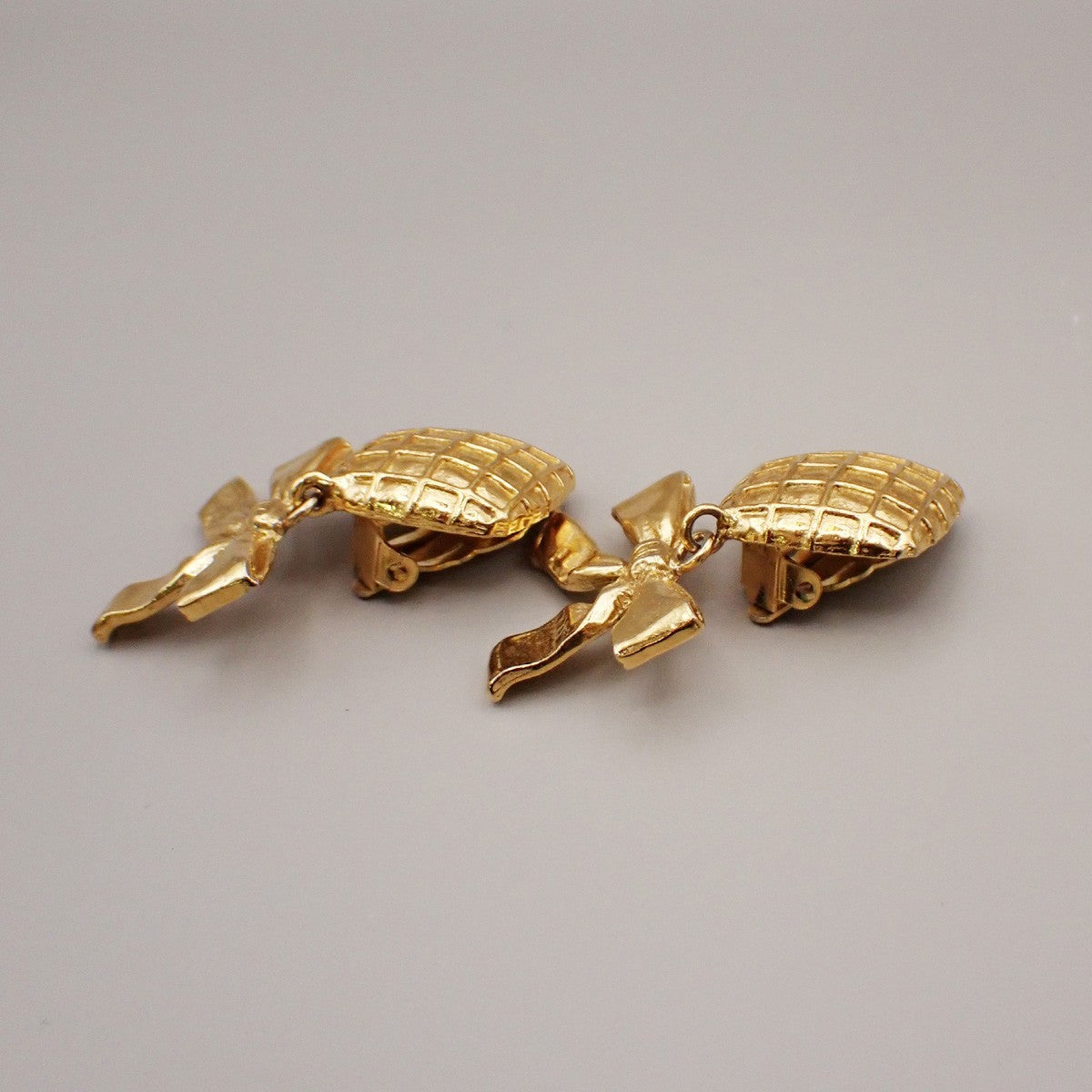 Chanel Vintage Clip On Bow Earrings Metal