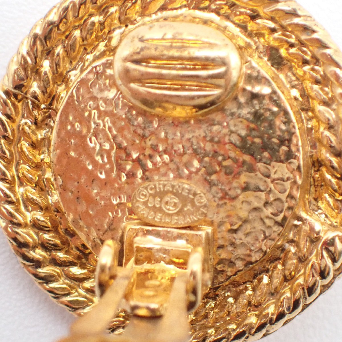 Chanel Vintage Round Clip-On Earrings Metal with Faux Pearl