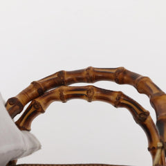 Gucci Vintage Bamboo Front Pocket Tote Suede