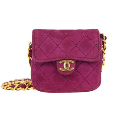 Chanel Vintage Square Classic Single Flap Bag Quilted Suede