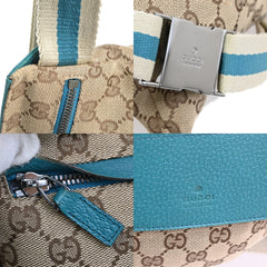 Gucci Vintage Double Belt Bag GG Canvas with Leather