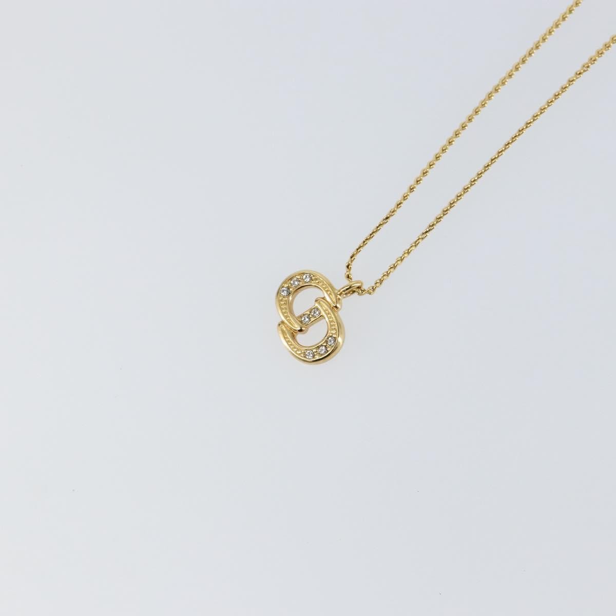 Christian Dior CD Pendant Necklace Metal and Crystals