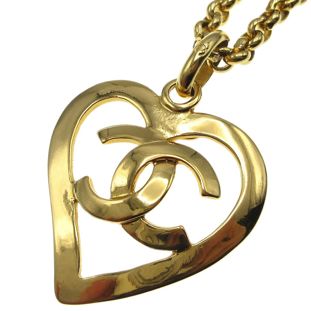 Chanel CC Heart Pendant Necklace Metal