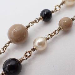 Chanel CC Coco Mademoiselle Figurine Pendant Necklace Metal with Faux Pearl and Enamel