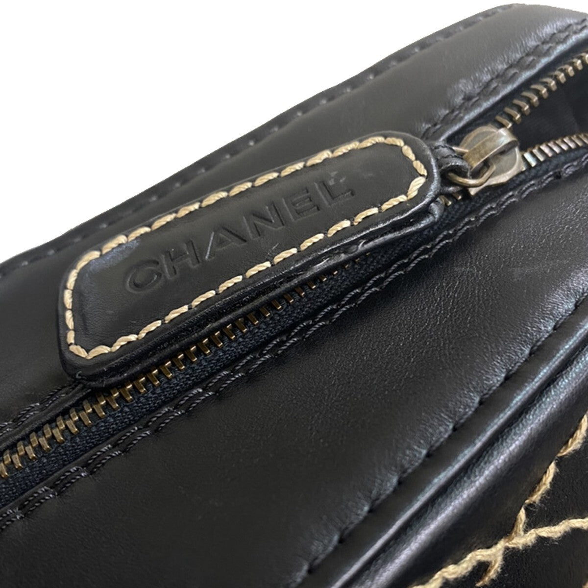 Chanel Surpique Zip Around Satchel Quilted Leather