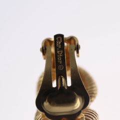 Christian Dior Vintage Chain Link Clip-On Earrings Metal with Crystals