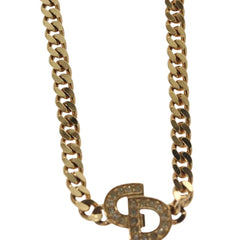 Christian Dior CD Pendant Necklace Metal and Crystals