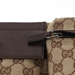 Gucci Vintage Double Belt Bag GG Canvas with Leather