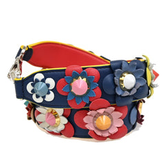 Fendi Flowerland Strap You Shoulder Strap Studded Leather