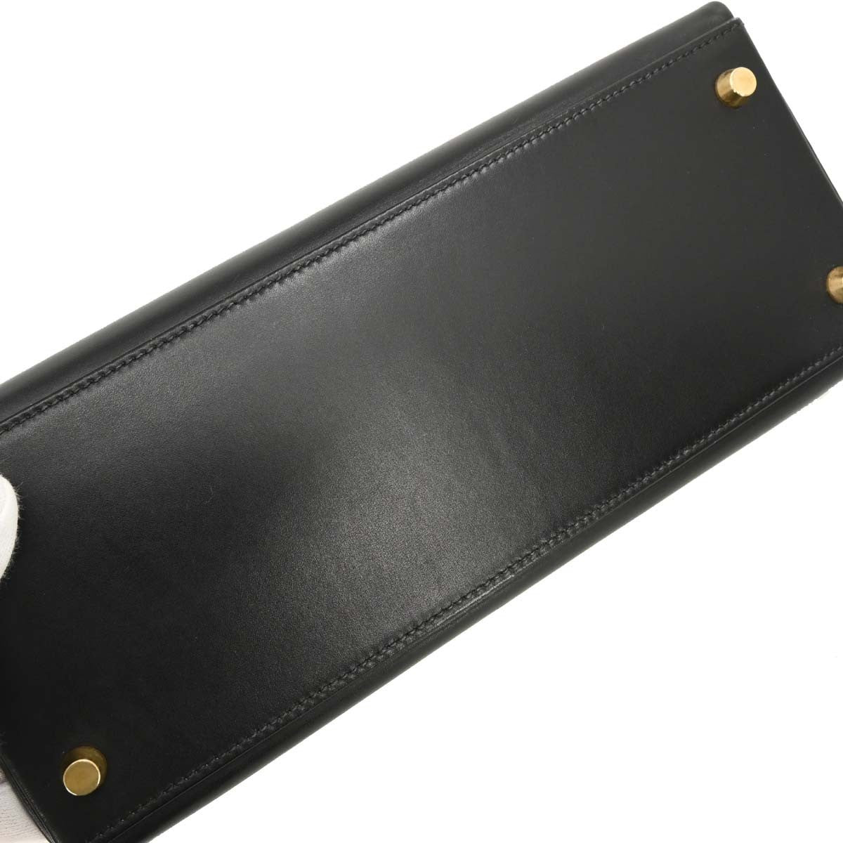 Hermes Kelly Handbag Black Box Calf with Gold Hardware