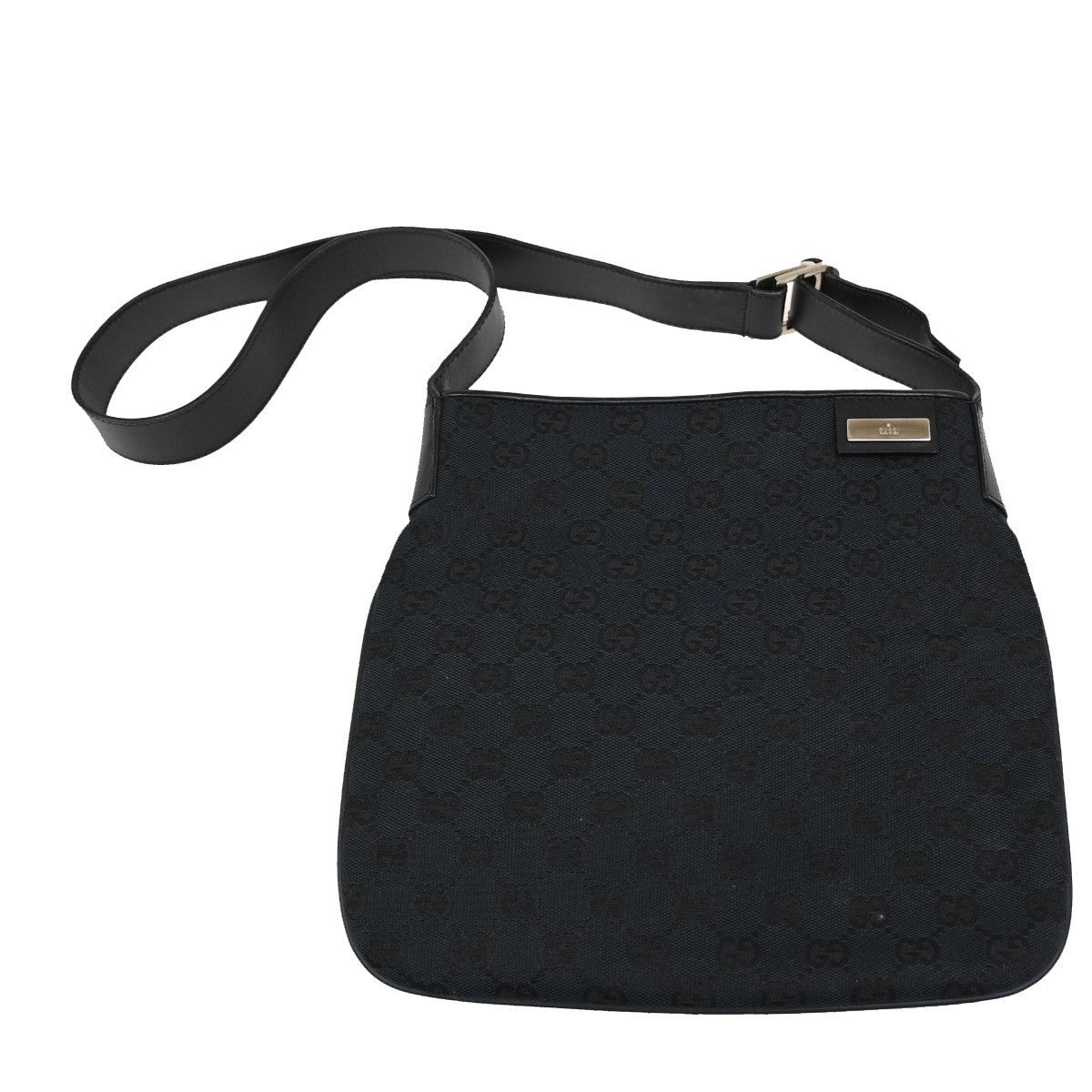 Gucci Vintage Flat Messenger Bag GG Canvas and Leather