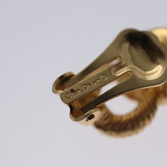 Christian Dior Vintage Chain Link Clip-On Earrings Metal with Crystals