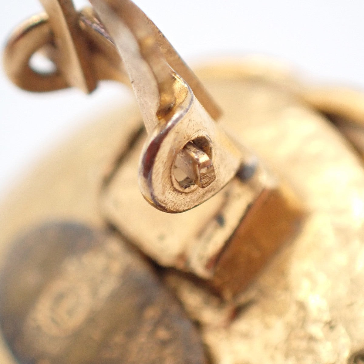 Chanel CC Button Clip-On Earrings Metal with Faux Pearl