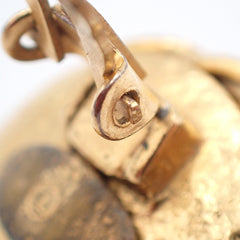 Chanel CC Button Clip-On Earrings Metal with Faux Pearl