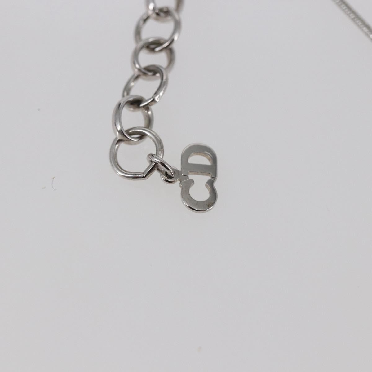 Christian Dior Bow CD Pendant Necklace Metal with Crystal