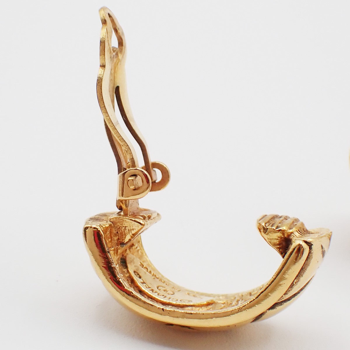 Chanel CC Quilted Hoop Earrings Gold Plated