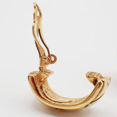 Chanel CC Quilted Hoop Earrings Gold Plated