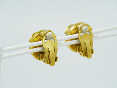 Chanel Vintage Round CC Clip-On Earrings Metal with Faux Pearl
