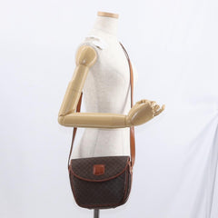 Celine Vintage Macadam Shoulder Bag Canvas and Leather