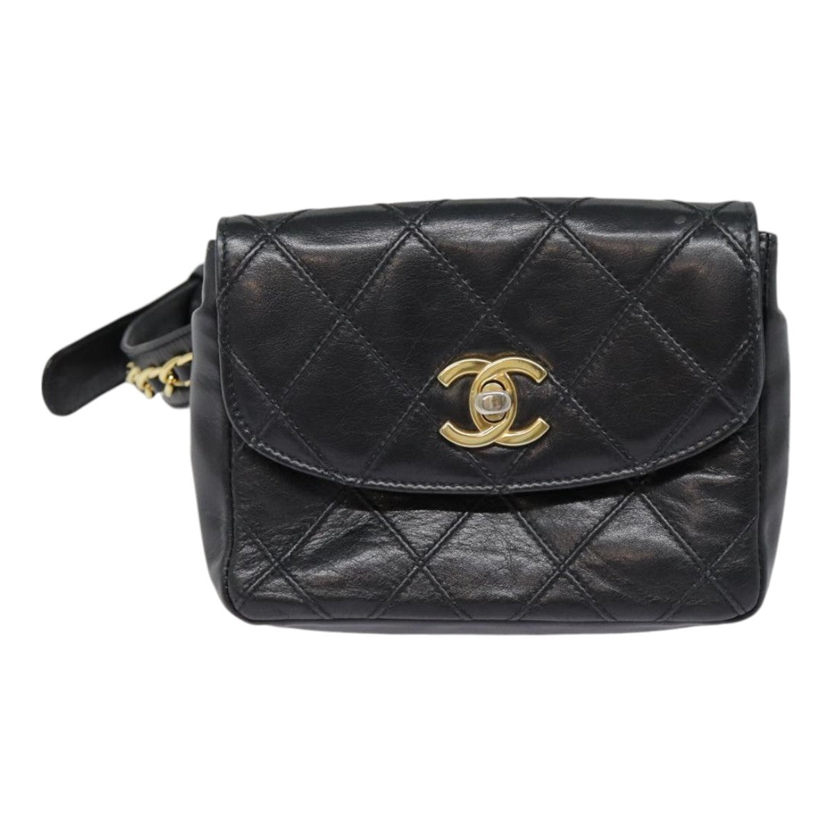 Chanel Waist Belt Bag Quilted Shiny Calfskin
