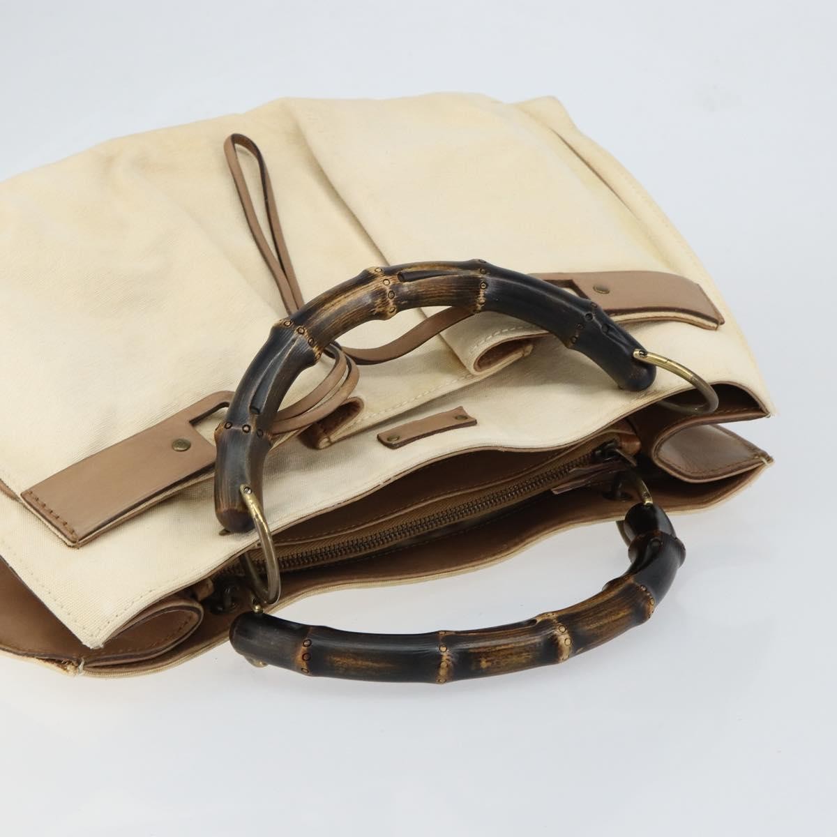 Gucci Bamboo Front Pocket Tote Canvas