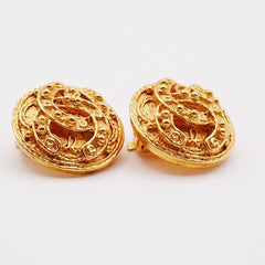 Chanel Vintage Round CC Clip-On Earrings Metal