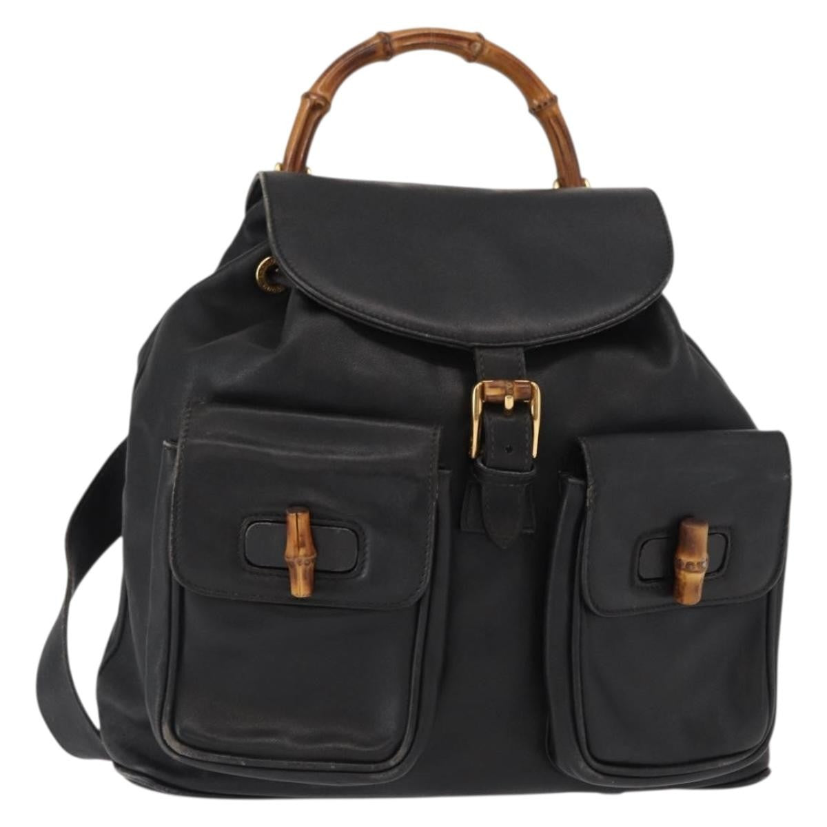 Gucci Vintage Bamboo Backpack Leather