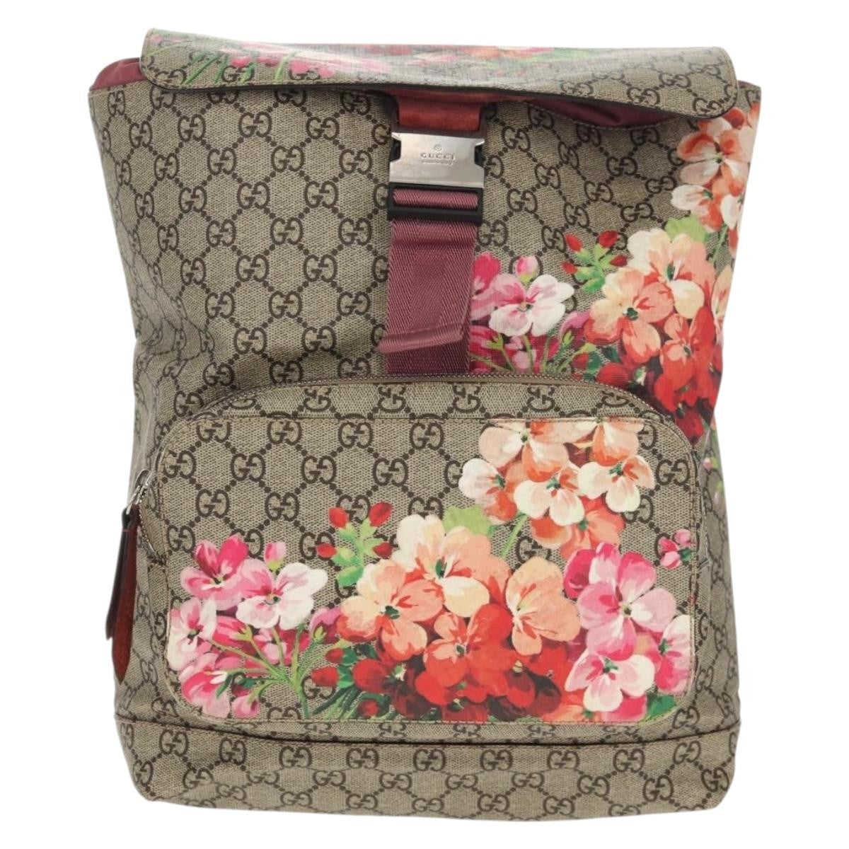 Gucci Buckle Backpack Blooms Print GG Coated Canvas
