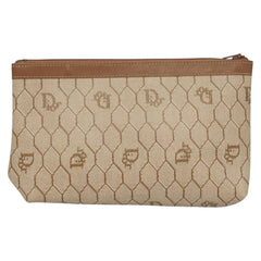 Christian Dior Vintage Honeycomb Zip Pouch Coated Canvas