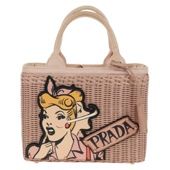 Prada Comic Basket Bag Wicker with Applique