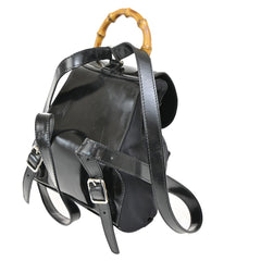 Gucci Vintage Bamboo Backpack Nylon and Patent Leather