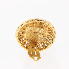 Chanel Vintage Round Clip-On Earrings Metal with Faux Pearl