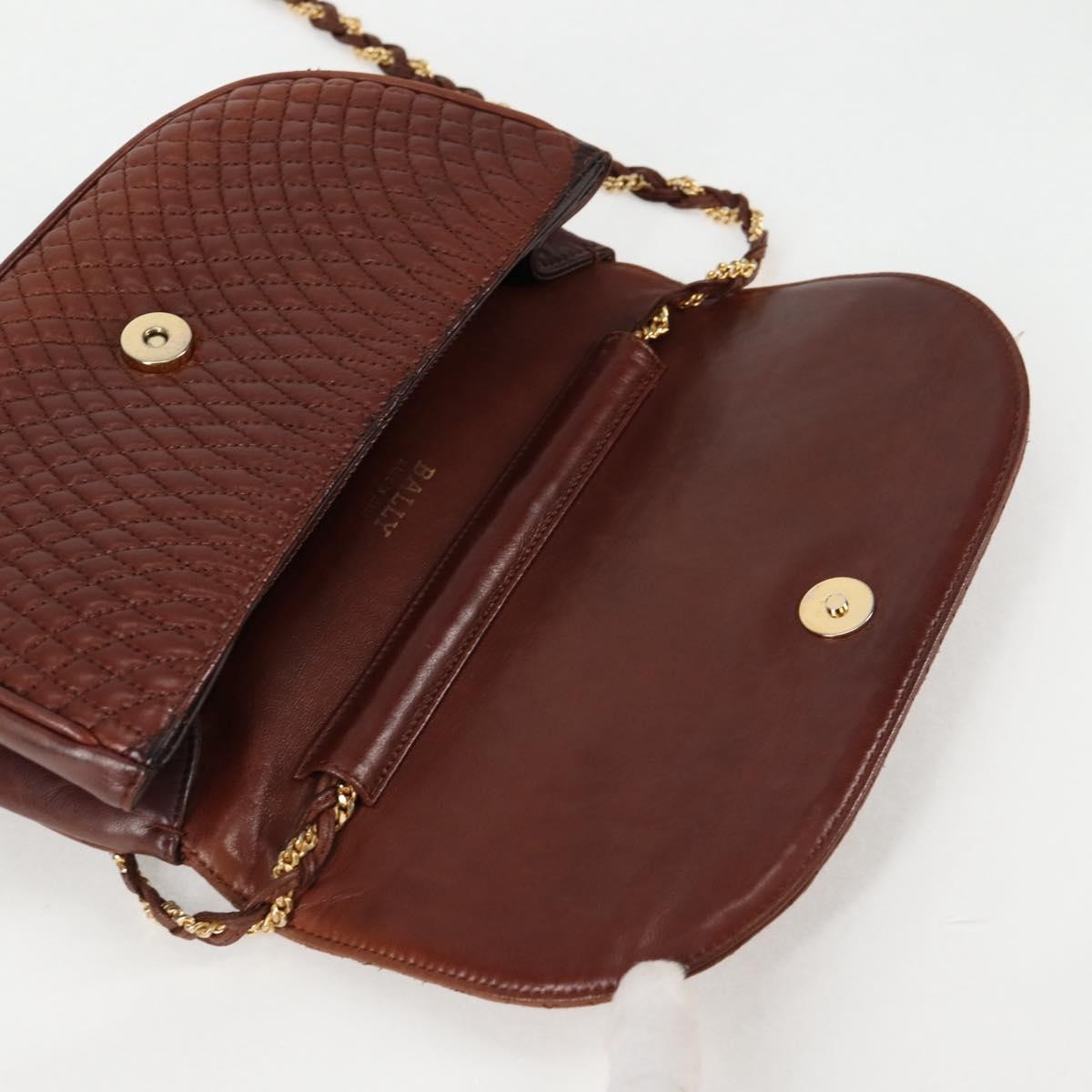 Bally Vintage Chain Shoulder Bag Quilted Leather