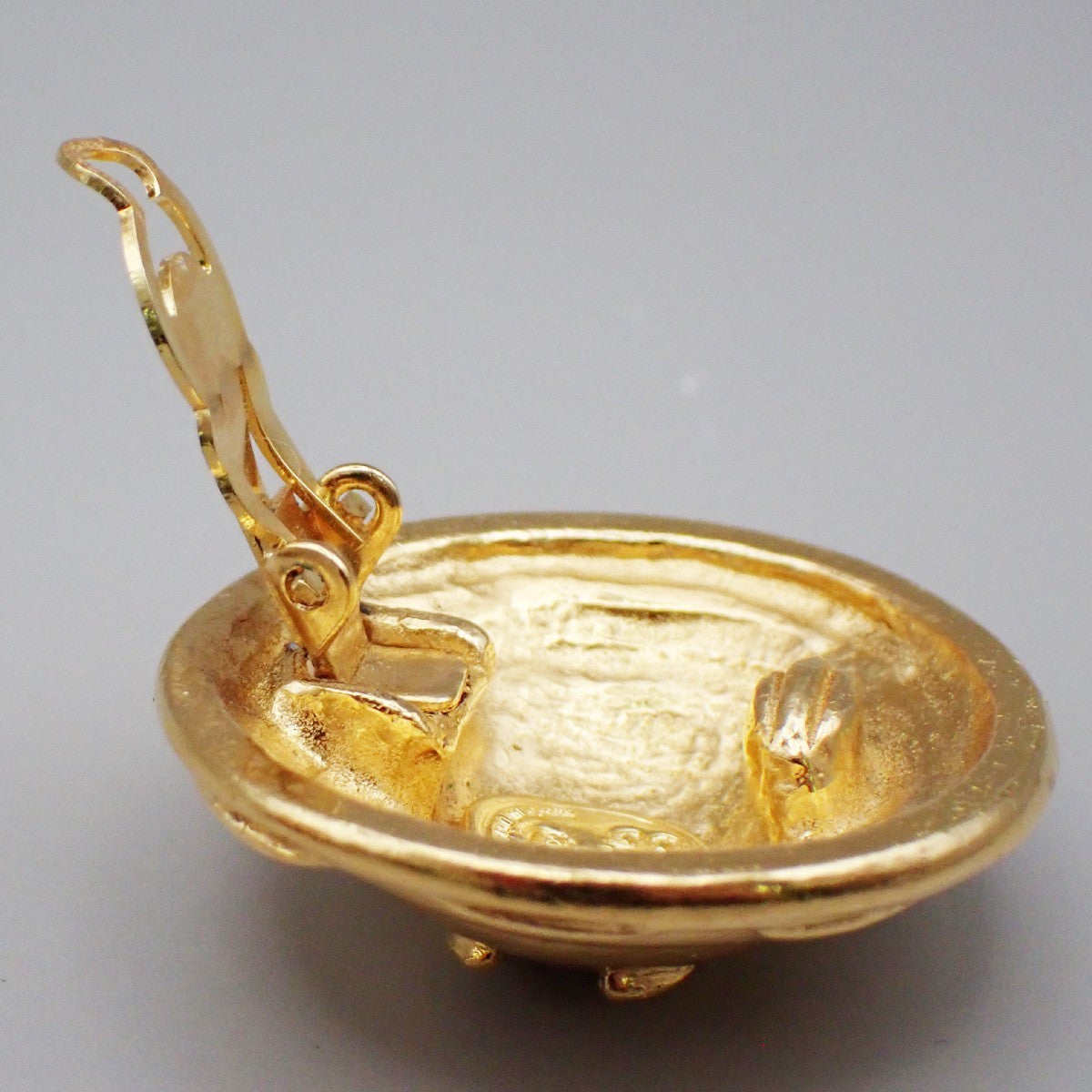 Chanel Vintage CC Round Button Clip-On Earrings Metal