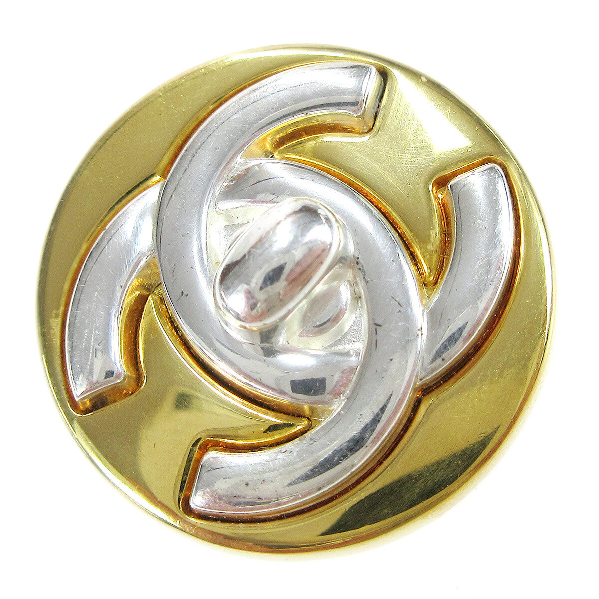 Chanel Round CC Turnlock Clip-On Earrings Metal