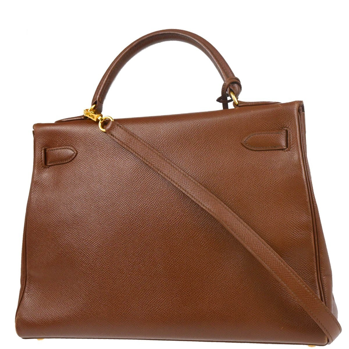 Hermes Kelly Handbag Brown Courchevel with Gold Hardware