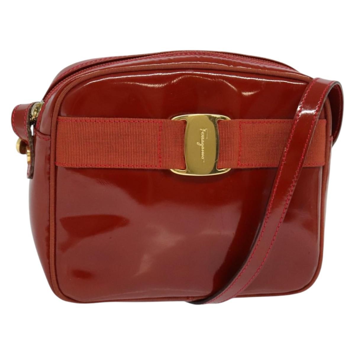 Salvatore Ferragamo Vala Shoulder Bag Patent Leather