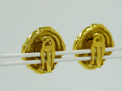 Chanel Vintage CC Round Clip-On Earrings Metal