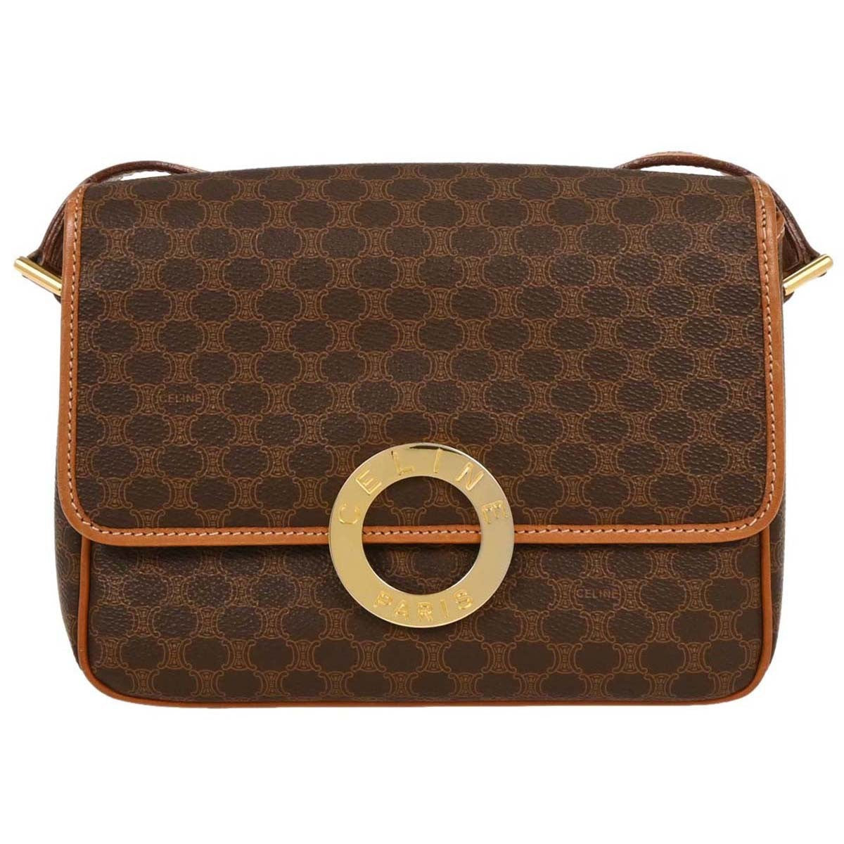 Celine Vintage Flap Shoulder Bag Macadam Coated Canvas