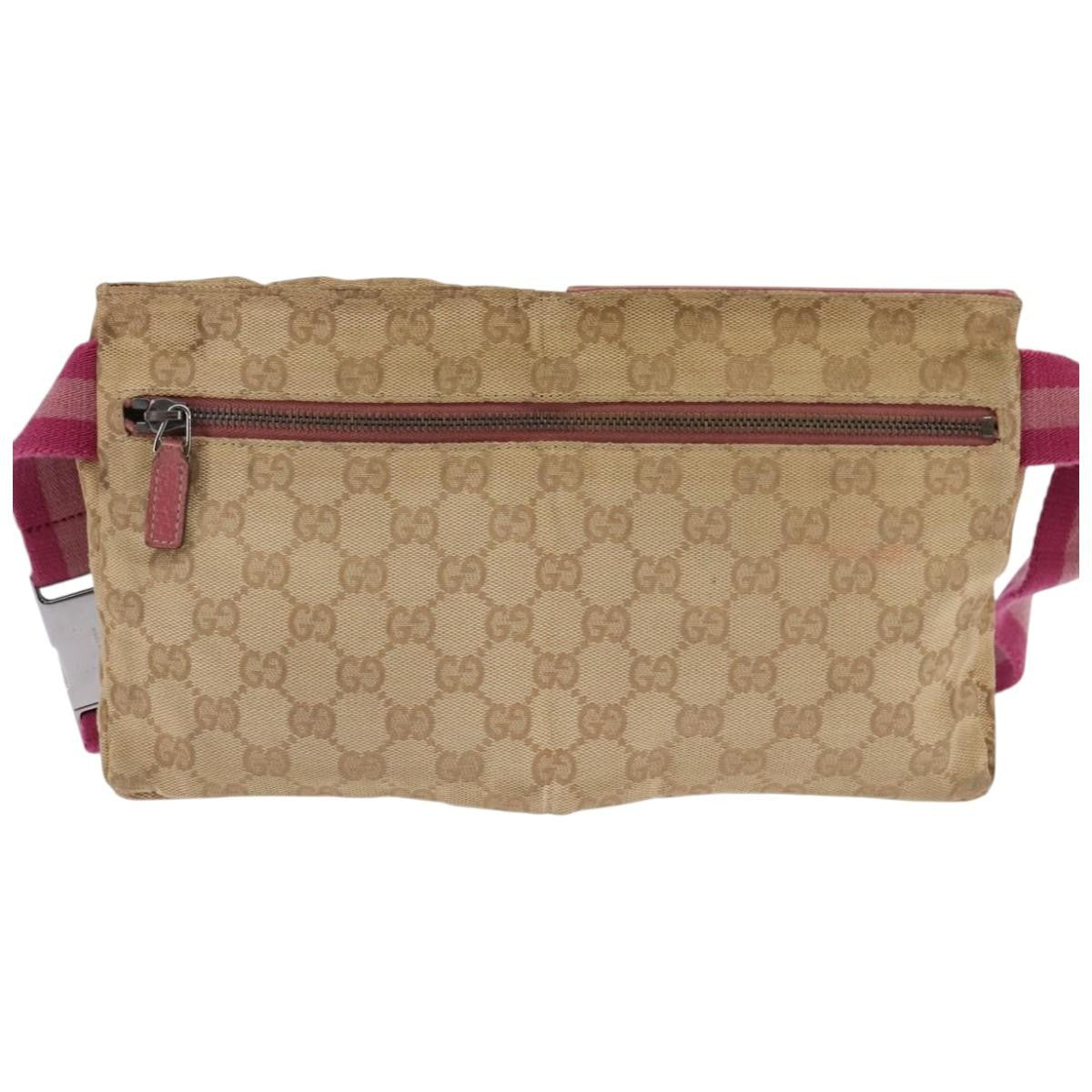 Gucci Vintage Double Belt Bag GG Canvas with Leather