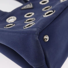 Prada Canapa Convertible Tote Grommet Embellished Canvas