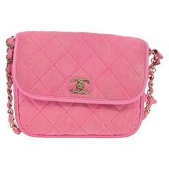 Chanel Flap Messenger Bag Quilted Denim
