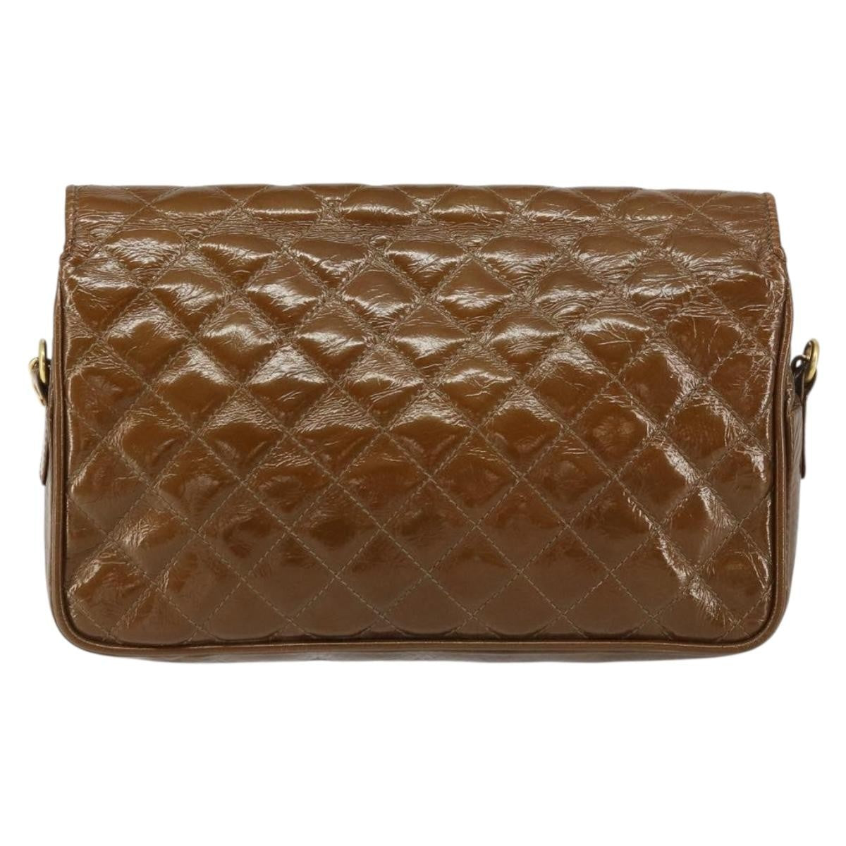 Bally Vintage Chain Shoulder Bag Quilted Patent leather