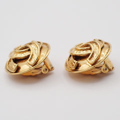 Chanel Vintage Round CC Clip-On Earrings Metal