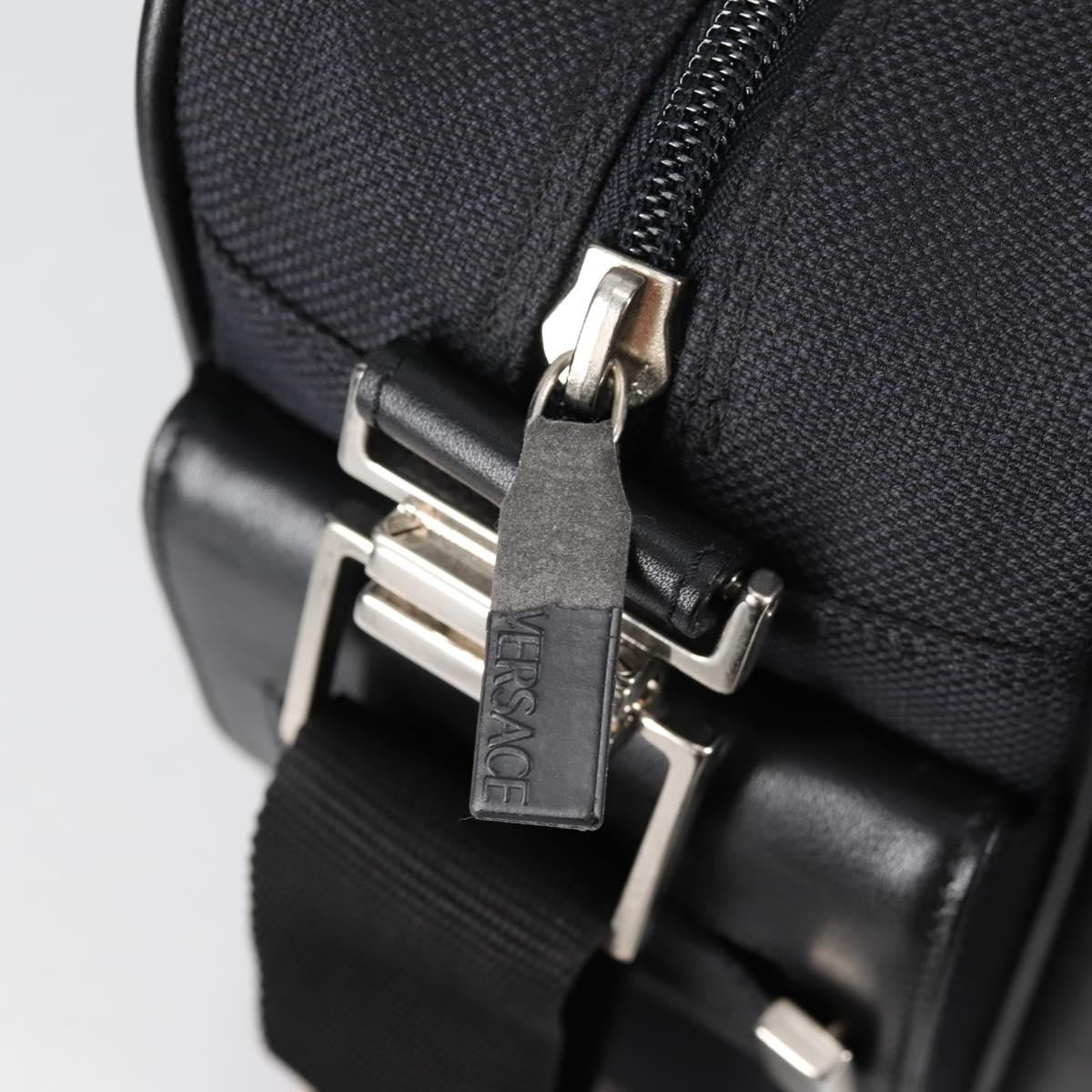 Versace Front Pocket Shoulder Bag Leather and Canvas