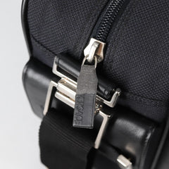 Versace Front Pocket Shoulder Bag Leather and Canvas