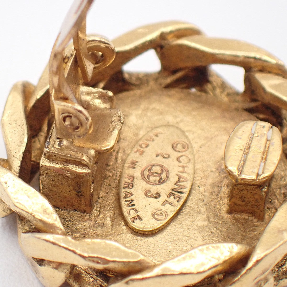 Chanel Vintage CC Round Clip-On Earrings Metal with Crystals