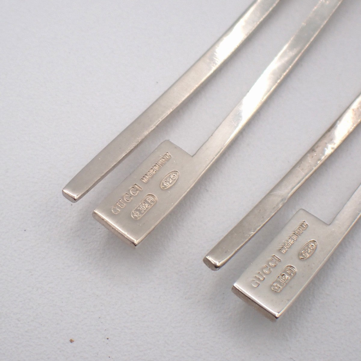 Gucci G Logo Long Studs Earrings Silver 925