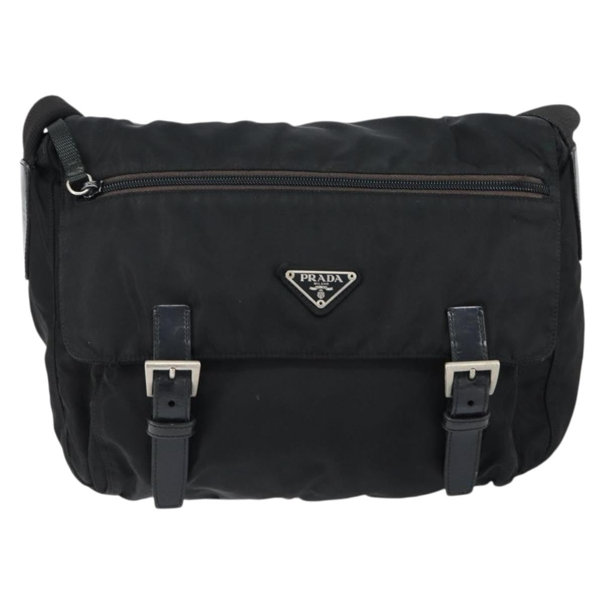 Prada Double Buckle Flap Messenger Bag Tessuto